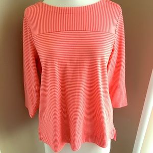 Croft and Borrow Striped Coral Top